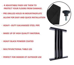 Modern Black Powder Coated Metal I-Shape Dining Table Legs Heavy Duty Industrial Steel H-Frame Furniture Base - Product Image 4