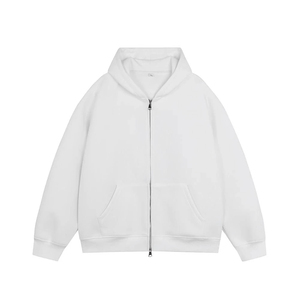 Sweats à capuche pour hommes personnalisés avec fermeture éclair, taille plus, épaules tombantes, 100% coton, motif uni décontracté, hiver, pour sweats à capuche pour hommes - Product Image 3