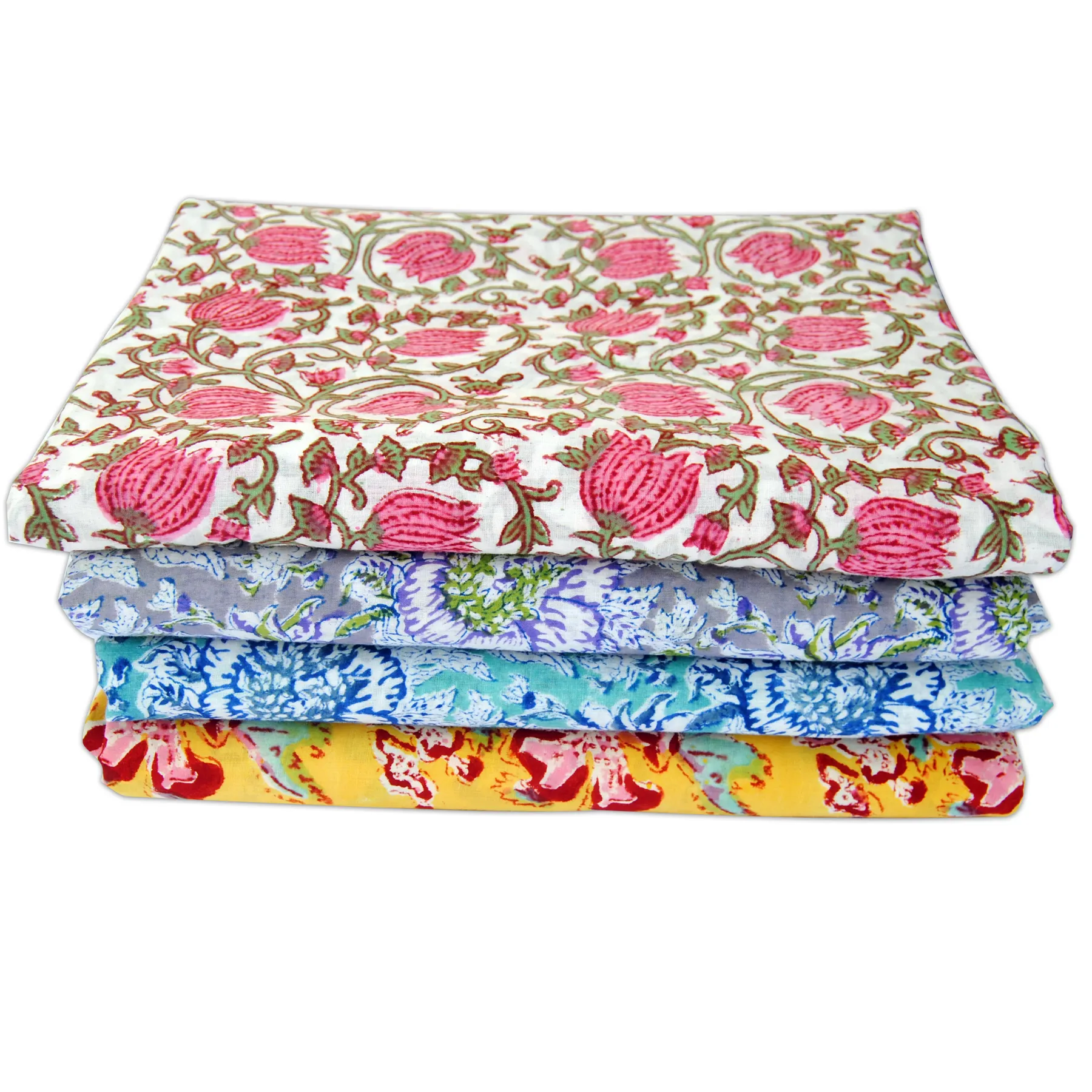 Baju katun alami Sanganeri India membuat gaun kain cetak blok indah desain warna berbeda kain Voile grosir