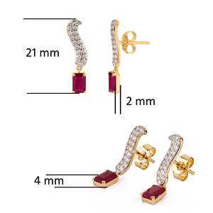 Boucles d'oreilles pendantes en or plaqué 14 carats avec perle et zircon en forme de goutte d'eau pour cadeau de mariage ou de fête - Product Image 5
