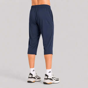Pantalones de nailon azul marino con micro rayas para hombre, 3/4 - Product Image 3