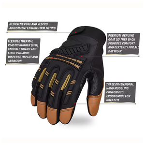 Guante mecánico Guantes de trabajo de seguridad con gran agarre Protección contra impactos Guantes protectores contra impactos Antivibración - Product Image 3