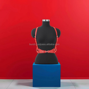 Chest Harness With <b>Gold</b> Accessories Genuine Leather Top For <b>Women</b> <b>Belt</b> Waist Valentine Sheepskin LWH-0010 - Product Image 4