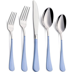 Ensemble de couverts modernes de style américain plaqué or 5 pièces avec poignées blanches élégantes - Product Image 2