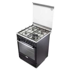 Four électrique De Longhi PEMA 64 LSG, cuisinière à gaz 4 zones avec four électrique noir classe A 60x60x84.7cm - Product Image 2