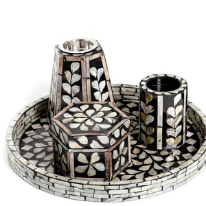 Candelabro de Lujo para Ramadán, Hecho a Mano con Diseño Árabe, Decoración para el Hogar, en MDF con Madreperla - Product Image 6