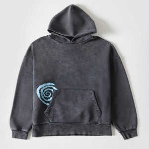 Sudadera con capucha lavada con ácido de algodón 100% de alta calidad, sudaderas con capucha y sudaderas de estilo Vintage con tamaño de Color personalizado lavado con ácido de calle alta - Product Image 2