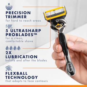 Maquinilla de Afeitar Gillette ProGlide Shield para Hombre, Cabezal Rotatorio de 4 Cuchillas, Recortador de Precisión, Mango Ergonómico + 4 Recambios de Cuchillas Desechables - Product Image 2
