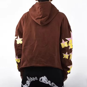 โรงงาน OEM ผลิตเสื้อผ้าสตรีทแวร์โดยตรง ป้ายและฉลากสั่งทำ ผ้าฝ้ายฟลีซหนา GSM ปักลายที่กระเป๋า เสื้อพูลโอเวอร์ สั่งผลิตขั้นต่ำน้อย พิมพ์ลายกราฟิก ไม่มี - Product Image 2