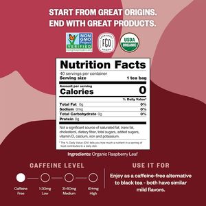 Thé aux feuilles de framboisier bio FGO, 40 sachets, sachets de thé écologiques, sans caféine - Product Image 5