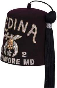 Sombrero Shriners Fez 2025 - Color Granate con Pedrería Blanca Brillante y Personalización, Sombreros Fez Masónicos, Servicio OEM - Product Image 4