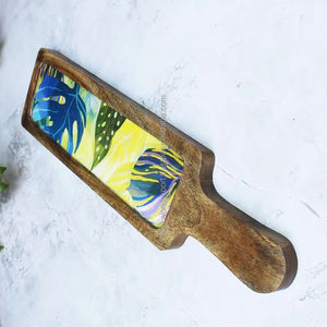 Falak World Export Vente en gros Plateau de service en bois de manguier avec texture mate Plats et assiettes en mélamine pour le dîner - Product Image 1