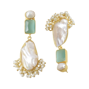 Aretes de Aro de Latón al por Mayor, Aretes de Piedra Natural Orgánica, Acabado de Latón Antiguo, Pieza de Moda, Perfectos para Pedidos al por Mayor - Product Image 2