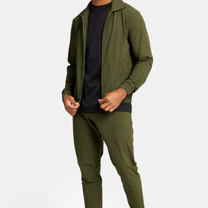 Sudadera con capucha de manga larga para hombre, conjuntos de pantalones cortos de lana transpirables, chándal de dos piezas para correr, chándal bordado personalizado para hombre - Product Image 1