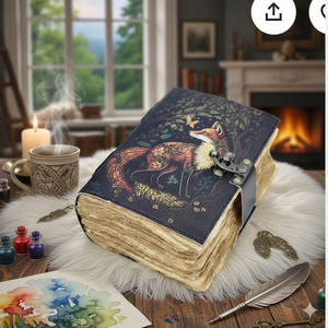 Fox UV print Leather Journal <b>Notebook</b> diary Notepads Blank deckle edge <b>vintage</b> cotton antique paper Paper Gift Art Sketchbook - Product Image 6