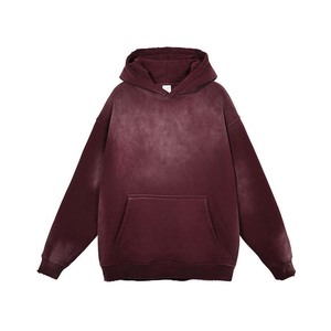 Sweat à capuche décontracté pour homme en coton 100% uni, doublé, avec logo sur le devant, respirant, séchage rapide, lavage à l'acide, pour l'extérieur, l'hiver - Product Image 1