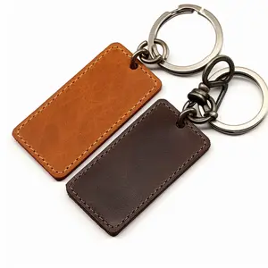 Bulk Cheap Gifts Custom Logo Blank Faux Leather Keychain For Laser Engraving