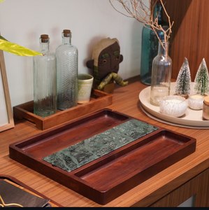 Plateau de service en bois au design créatif avec des rayures en résine, plateau rustique en bois pour les collations, charcuterie au meilleur prix - Product Image 5