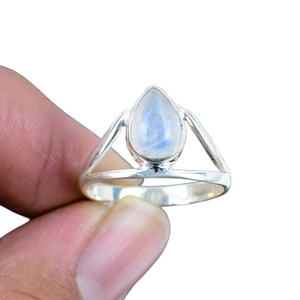 Boho Style 925 Sterling Silver Handmade Pear Cut Moonstone Gemstone Bezel Setting Rhodium Plated Wedding <b>Gift</b> for Women Party - Product Image 1
