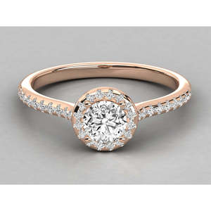 แหวนเพชรทรงกลมโซลิแทร์ทอง 9K สำหรับสุภาพสตรี ดีไซน์สวยงาม - Product Image 2