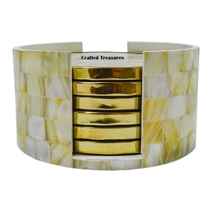 Ensemble de 4 sous-verres en pierre blanche naturelle noire pour la maison, la cuisine, le salon, l'Inde, le marbre et l'ardoise - Product Image 3