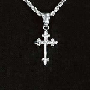 Collar con colgante de Cruz Floral para hombre, cadena chapada en oro blanco de plata 925 de 14K, joyería de moda, regalo, collares de moda - Product Image 1