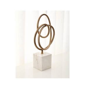 Estatua de escultura abstracta para sala de estar, estante de oficina, decoración de escritorio dorada con Base de mármol negro, producto hecho a mano - Product Image 2