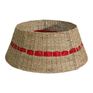 Couverture de base pliante tissée à la main en jonc de mer pour arbres de Noël Colliers de jupe d'arbre de Noël de Festival d'hiver de luxe - Product Image 1