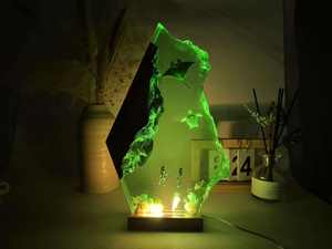 Lampe LED en résine faite à la main en forme de fleur, veilleuse, statue de plongée, thème sous-marin, cadeau pour la fête des mères, lampe en agate, pierre, sac pour la maison - Product Image 6