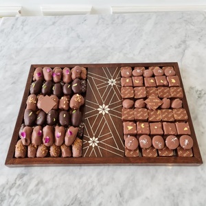 Juego de 2 bandejas para servir chocolate de hierro y acrílico con asas, diseño de lujo, ideal para bodas, postres de hotel y visualización de fecha - Product Image 2
