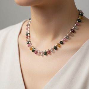 Multi Tourmaline Faceted <b>Drop</b> Shape Bead Strand 6–8mm Natural Multi Color Gemstone Beads for Jewelry Making - Product Image 4