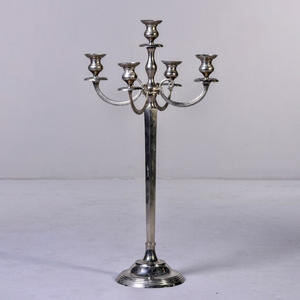 Bougeoir à 5 bras en aluminium et métal argenté fini bougeoir de grande taille pour la décoration de table à manger décoration de mariage et de fêtes - Product Image 6