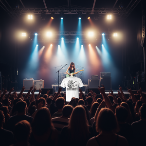 T-shirt promozionale Dibs About the Woman Guitarist con stampa di una chitarrista - Product Image 3