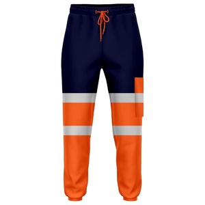 Pantalon de jogging en polaire orange marine haute visibilité personnalisable en polyester pour la sécurité avec logo - Product Image 1