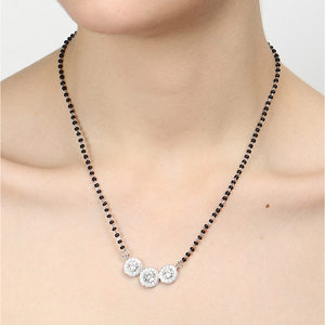 Compre un Mangalsutra de Plata Pura con Baño de Oro, Cadena de Perlas y Diamantes, Estilo Étnico Religioso, Regalo Perfecto para su Esposa - Product Image 6