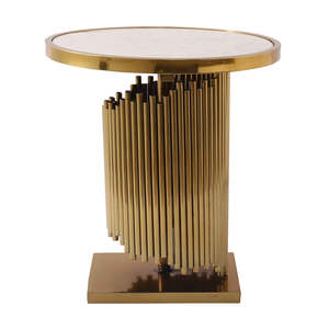 Meilleure vente de table d'appoint avec cadre en métal et dessus rond en marbre pour la maison et le salon à un prix abordable - Product Image 1