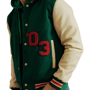 Veste de baseball universitaire de style Letterman rétro personnalisée pour hommes coupe-vent en laine écologique hiver peau de vache manches broderie OEM - Product Image 5