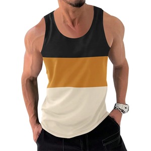 Camisetas sin mangas de algodón 100% para hombre, chaleco deportivo transpirable con contraste de Color empalmado, chaleco holgado para correr de talla XL - Product Image 4