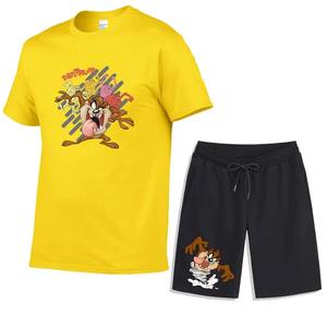 High Quality Summer Tshirt and Shorts Set Custom Logo Cotton Mens Shorts and T Shirt Sets With <b>Sticker</b> Printing - Product Image 3