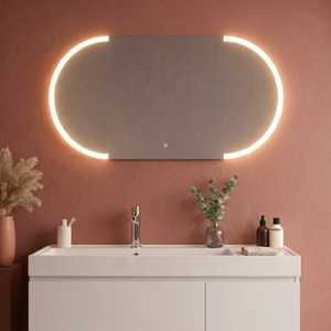 เฟอร์นิเจอร์ห้องน้ำ ดีไซน์อิตาลี กระจกทรงวงรี LED ระบบสัมผัส 120X60 แบบเรโทรอิลูมิเนชั่น - Product Image 1