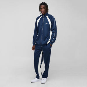 Zip up Soft Shell Crinkle <b>Track</b> <b>Pants</b> 2 Piece Set Men Streetwear With Piping Elastic Cuffs Unisex <b>Nylon</b> Windbreaker Tracksuit - Product Image 1