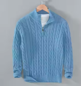 <b>Men's</b> Classic Wool Viscose Stand Collar for <b>Jumper</b> Solid Pattern Knitted Sweater Zipper Design Winter Fashion Casual Office - Product Image 3