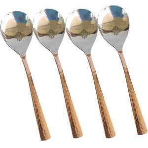 Cuchara de Servir Hecha a Mano con Diseño Martillado en Acero y Cobre, Utensilio Único - Product Image 1