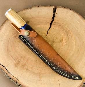 Couteau à filet artisanal, lame en acier D2, manche en bois avec étui en cuir, couteau d'extérieur - Product Image 5