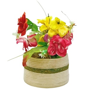 Maceta de yute moderna y elegante, solución de organización del hogar con acabado verde Crema para Decoración de mesa, florero de yute - Product Image 1