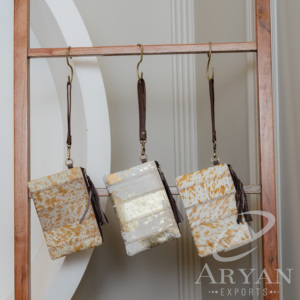 Nouveau véritable fait à la main imprimé Animal fourrure pochette en cuir petit bracelet en cuir véritable portefeuille en cuir gland embrayages femmes élégant portefeuille - Product Image 4