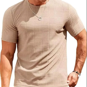 Cómoda Camiseta de punto para hombre con mangas cortas para uso diario con marca personalizada y opciones de etiqueta privada - Product Image 1