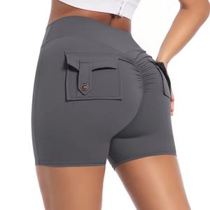 Shorts Cargo de Cintura Alta Transpirables con Bolsillos para Mujer, para Gimnasio, Entrenamiento y Uso Casual, con Cintura Elástica - Product Image 6