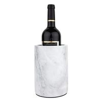 Refroidisseur à vin en marbre veiné blanc-gris sculpté à la main, durable, en pierre naturelle, pour bouteille de 750 ml, élégant, cylindrique, poli, pour bar