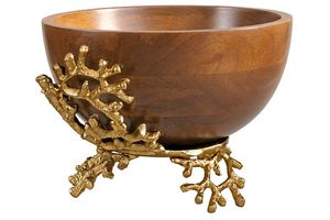 Customized Size And Design Wooden Serving Bowl With Metal Handle And Base Perfect For Elegant Dining <b>Table</b> Decoration - Product Image 3